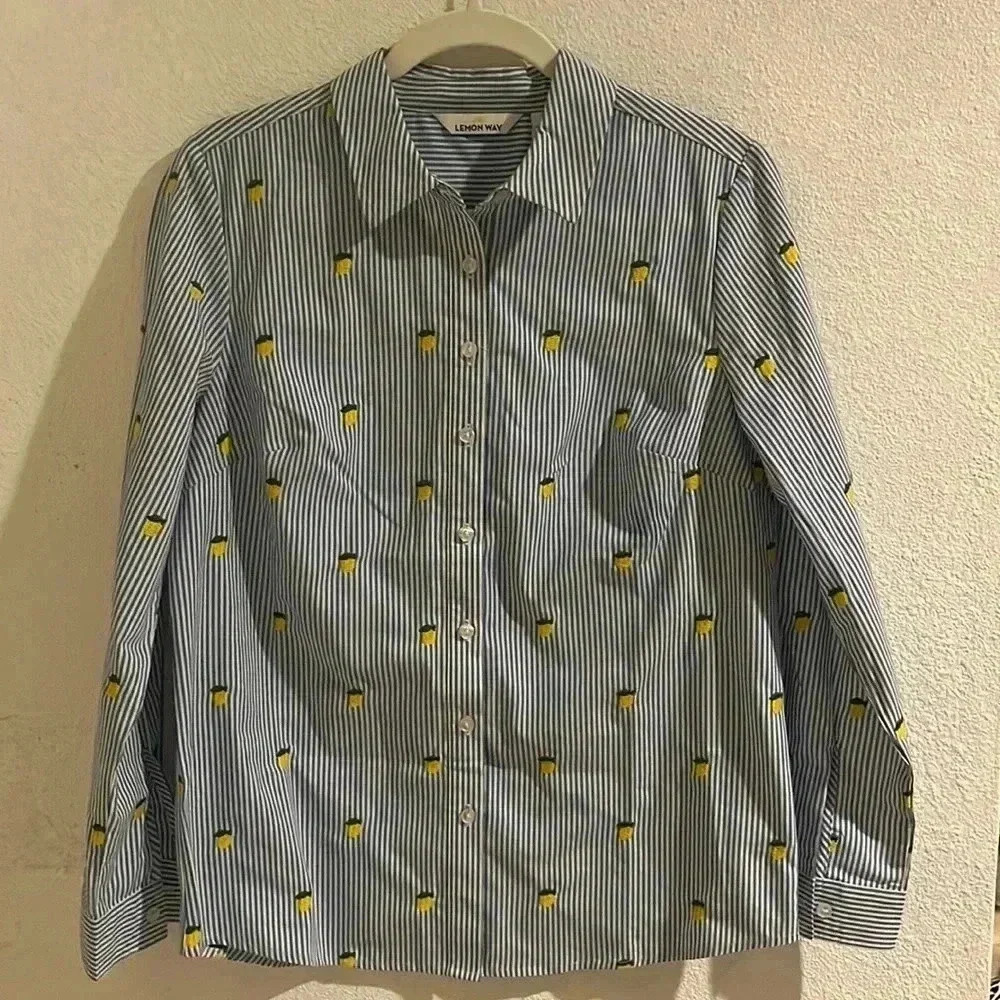 The Lemon Way Embroidered Lemon Buttondown - image 1